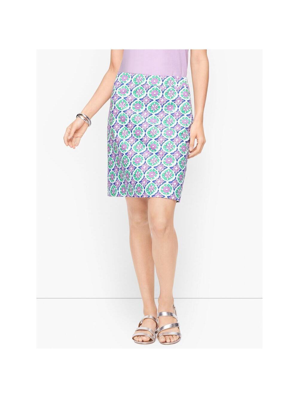 Talbots EUC Women's Canvas A-Line Medallion Print Skirt Multicolor 10